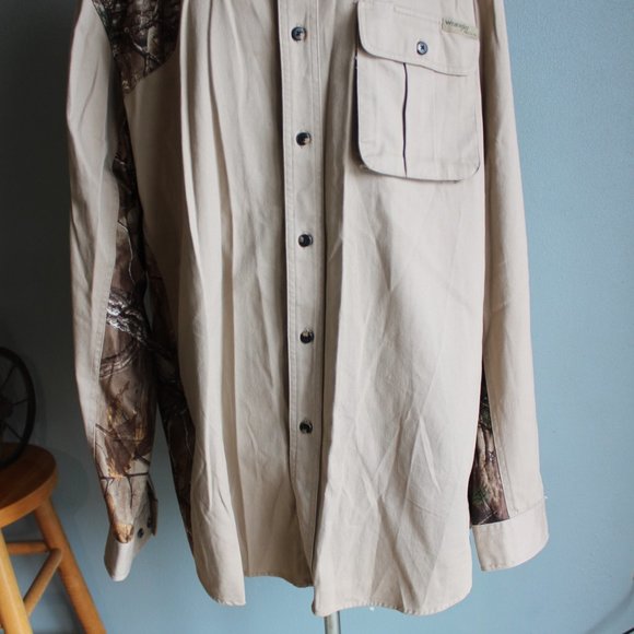 Wrangler Pro Gear Mens Beige/Camo L/S Button Down Shirt ~XL Tall~ RN 130273 - Picture 3 of 9